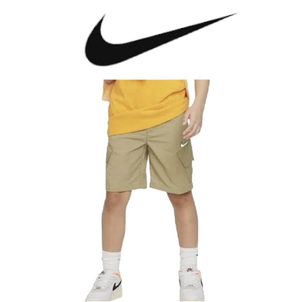 Nike Boy's 10" Cotton Cargo Shorts Neutral Olive L 14/16 Activewear Tan Beige